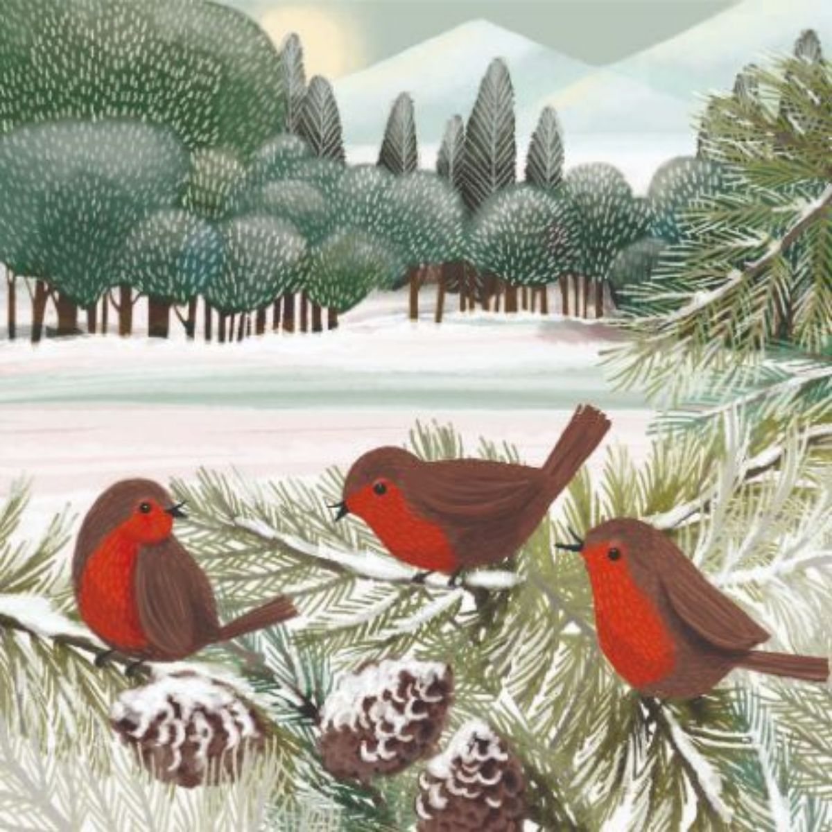 Trad Robins & Deer Wallet X10 Cards: Christmas Cards
