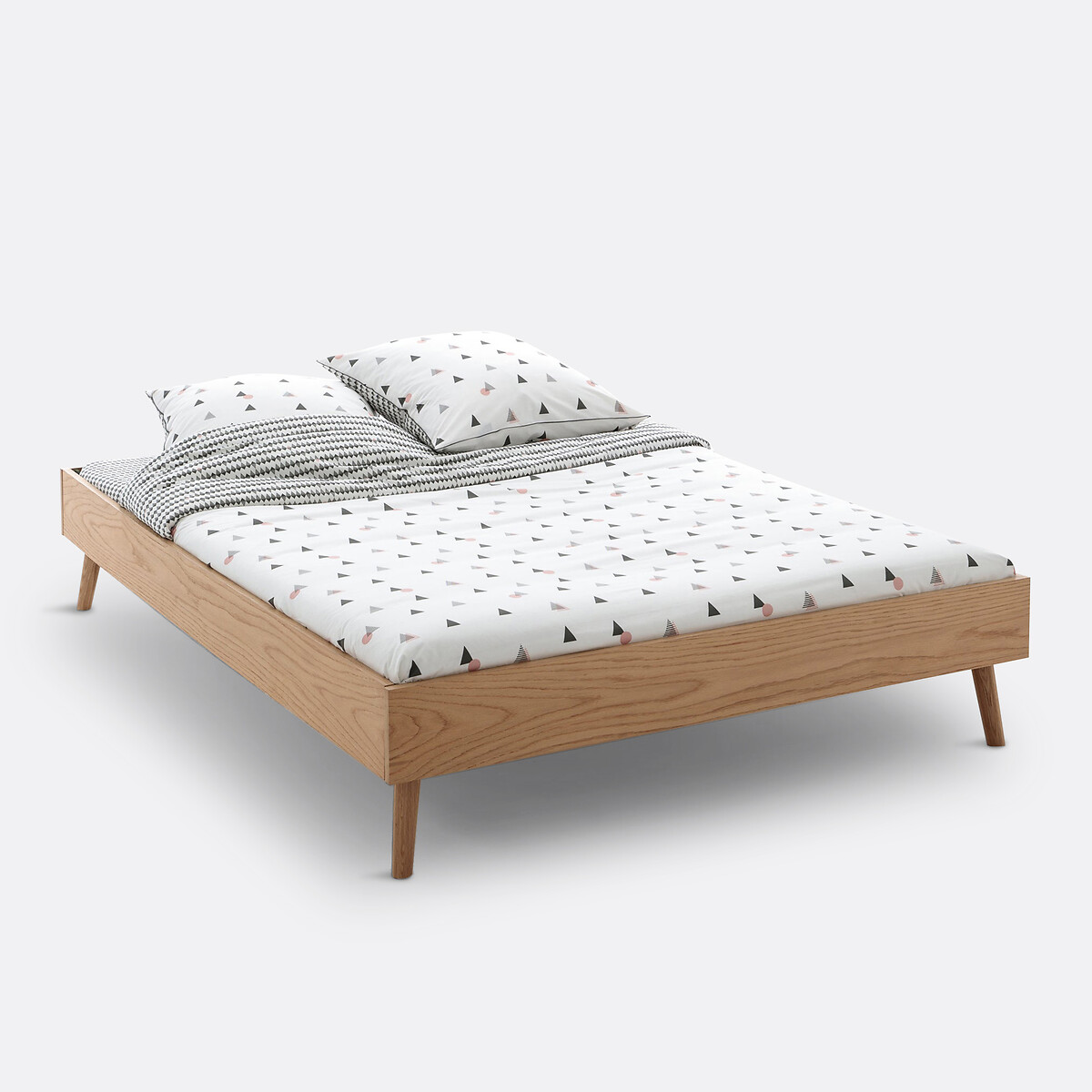 LA REDOUTE INTERIEURS<br>Cama com estrado de ripas, folheado de carvalho, Miji