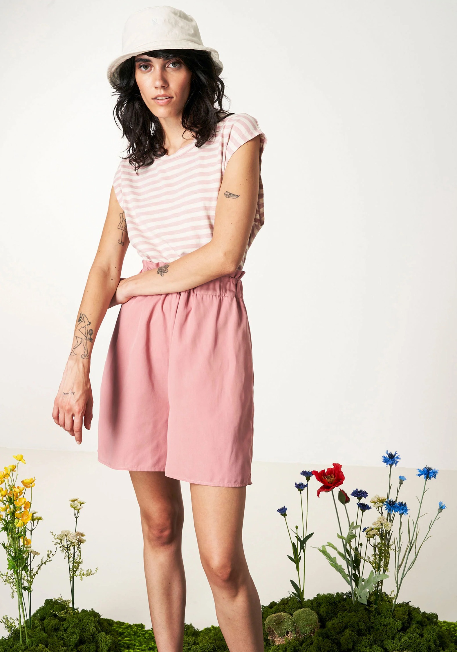 Recolution T-Shirt Zinnia Stripes Blush Rose