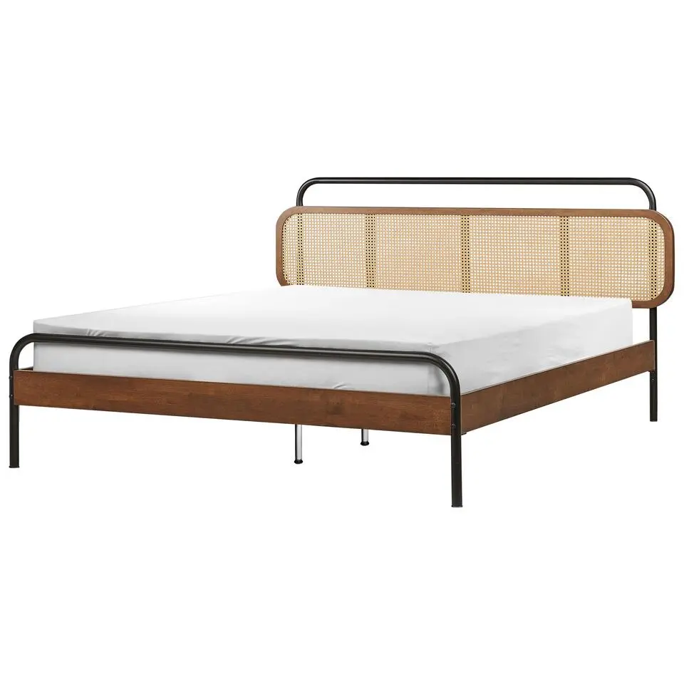 BOUSSICOURT - Tweepersoonsbed - Bruin - 160 x 200 cm - Rubberhout