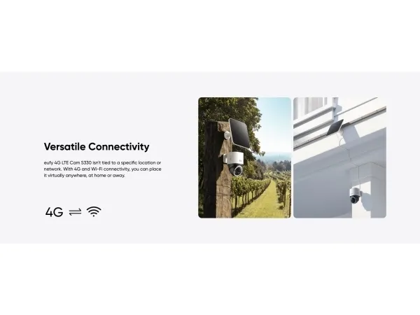 Eufy S330 - Netværksovervågningskamera - panonering / hældningsvinkel - udendørs - støvresistent/vandresistent - farve (Dag/nat) - 4K - audio - trådløs - WiFi - 4G