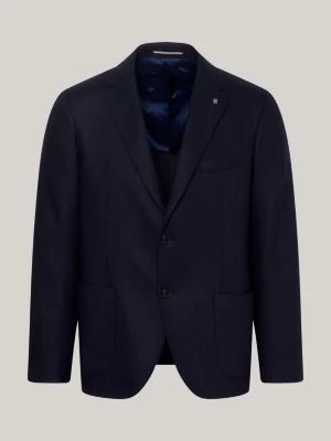 Blazer de flanela com abotoamento simples e corte slim.