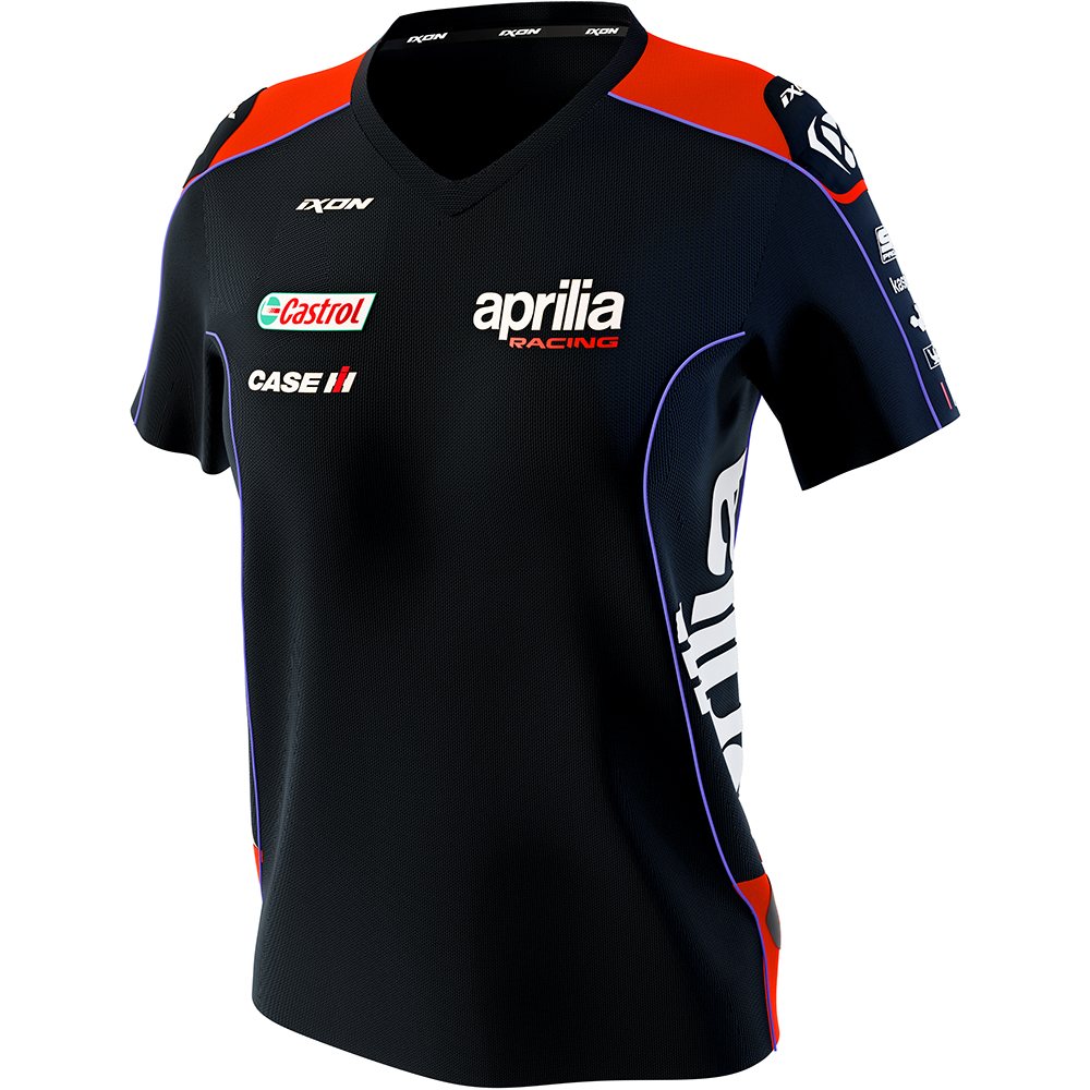 Ixon - T-shirt femme Aprilia 23 Noir / Rouge fluo