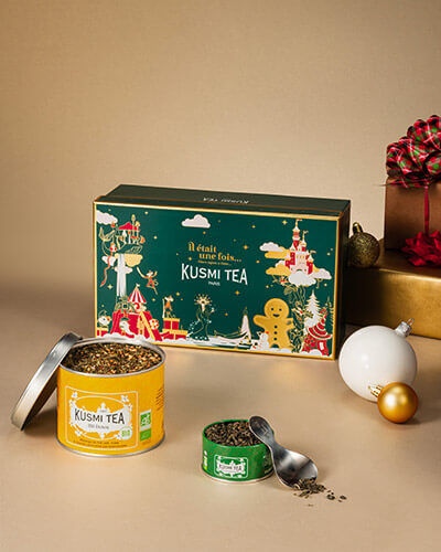 Coffret de Noël thés verts-Thés verts bio en vrac avec cuillère