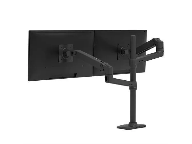 Ergotron LX - Monteringssæt (dobbelt stablearm, høj pæl) - for 2 LCD displays - mat sort - skærmstørrelse: op til 40