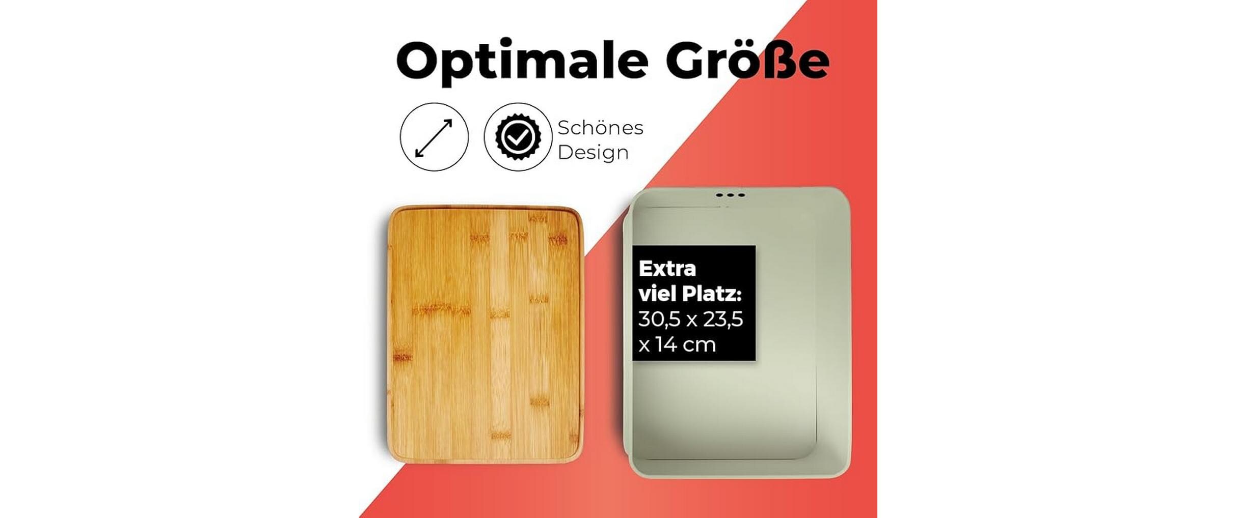 Brotkasten 30 x 23 x 14 cm Metall, Holzdeckel, China BambusBrotdose