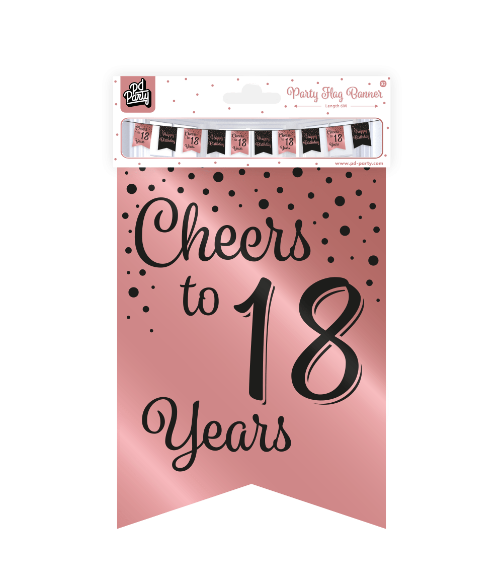 Banner 18 Jaar Roze Zwart 6m