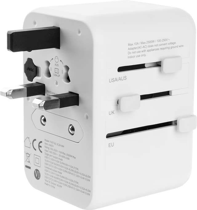 Fixed World 65W rejseadapter (hvid)