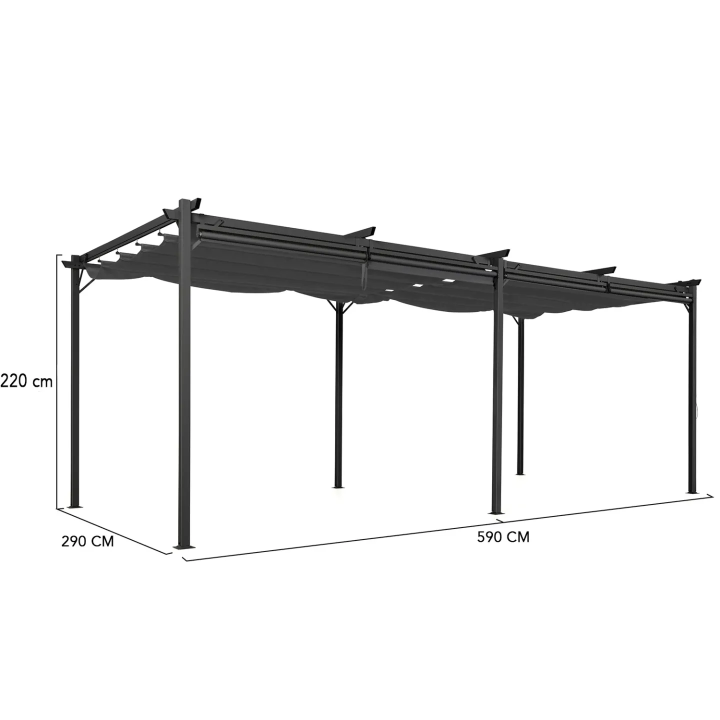 Pergola édition spéciale toit rétractable 3x6 M et 6 stores gris anthracite