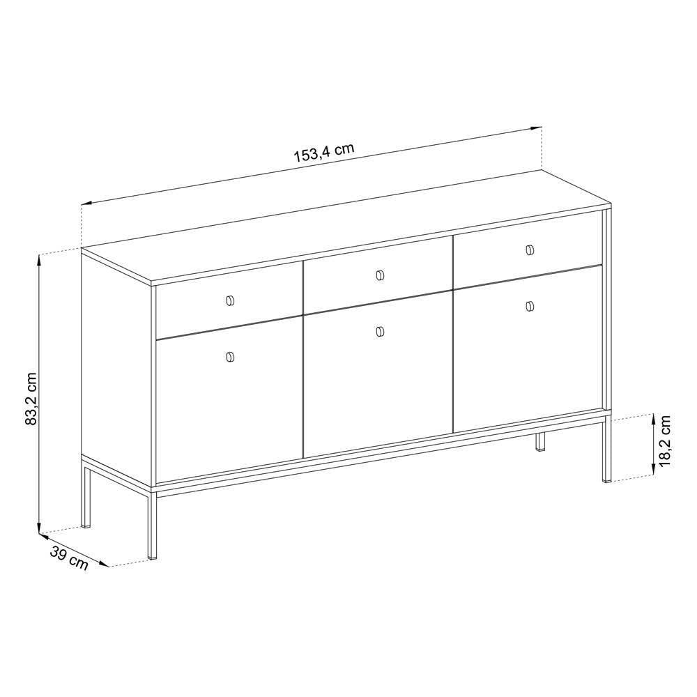 NADUVI Collection Dressoir Monique 3 deurs 3 lades