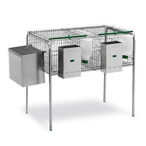 Gaiola Galícia com ninho para coelhos, cor metálica