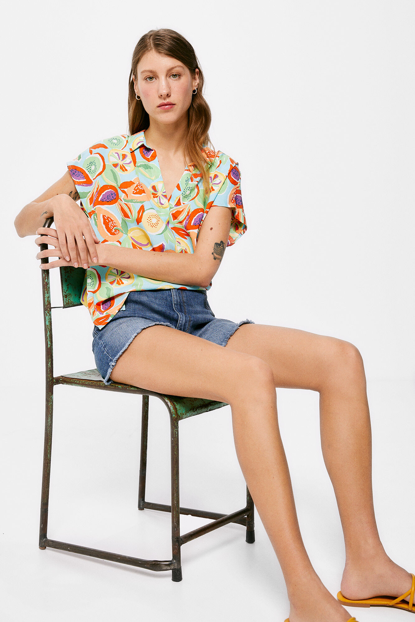Blusa camiseta estampada - azul