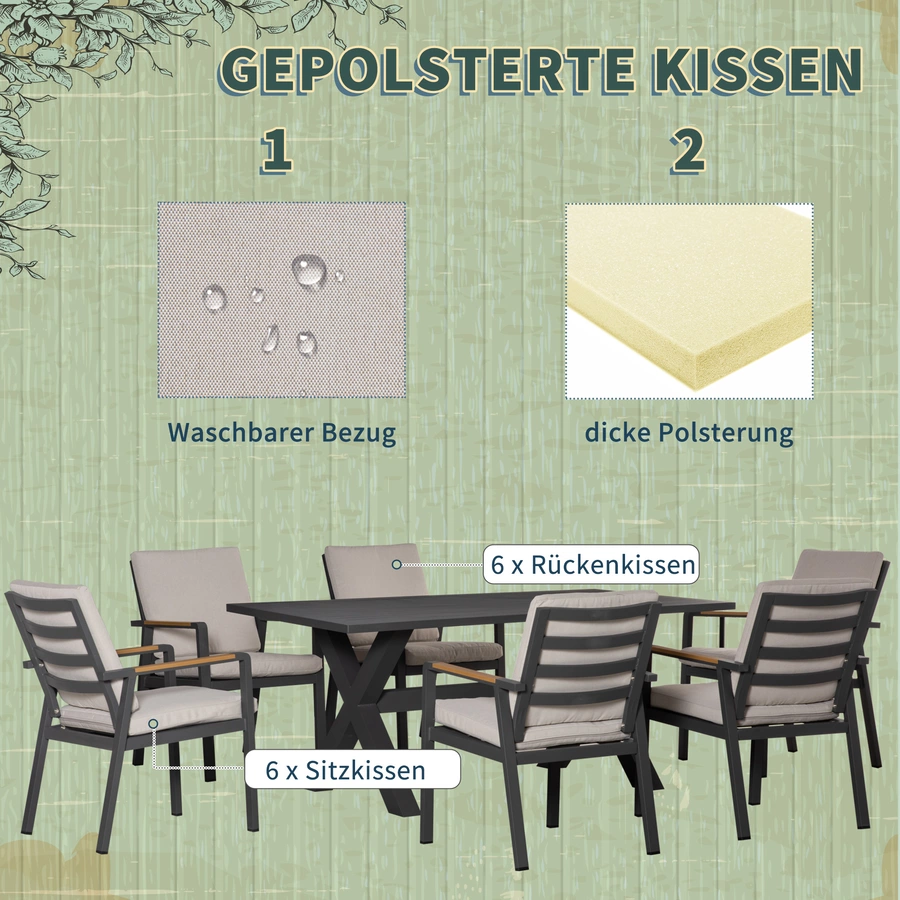 Outsunny Sitzgruppe wetterbeständig grau