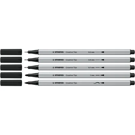 Multi-Liner-Set - STABILO Creative Tips - ARTY - 5er Pack - schwarz