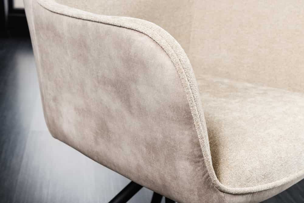 Drehbarer Stuhl VERONA champagner beige Samt Strukturstoff mit Armlehne Metallbeine schwarz