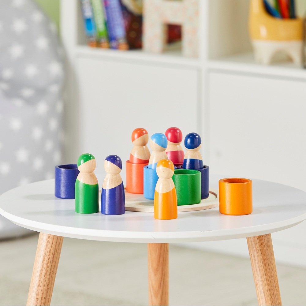 Eichhörnchen-Spielzeug, Regenbogen-Holzsteckpuppen