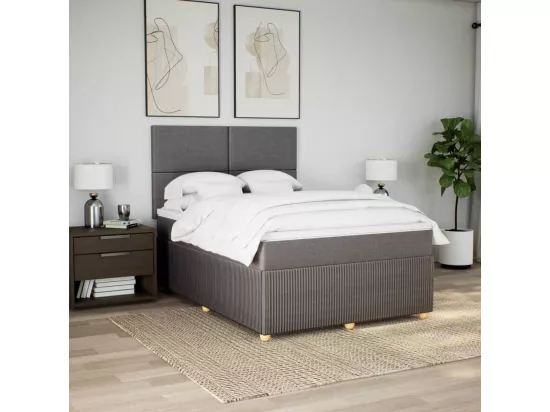 Sommier à lattes de lit avec matelas Taupe 160x200 cm Tissu