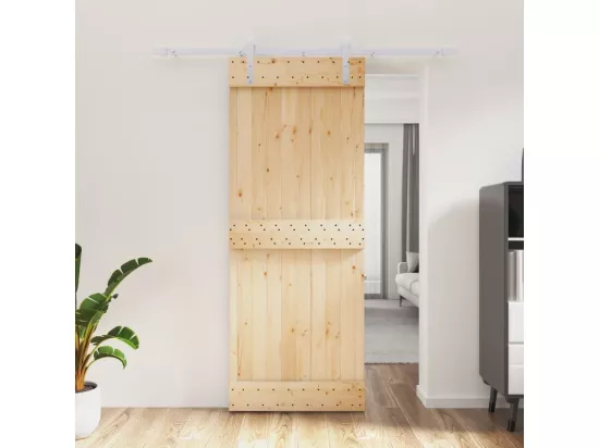 Porte coulissante et kit de quincaillerie 80x210 cm pin massif