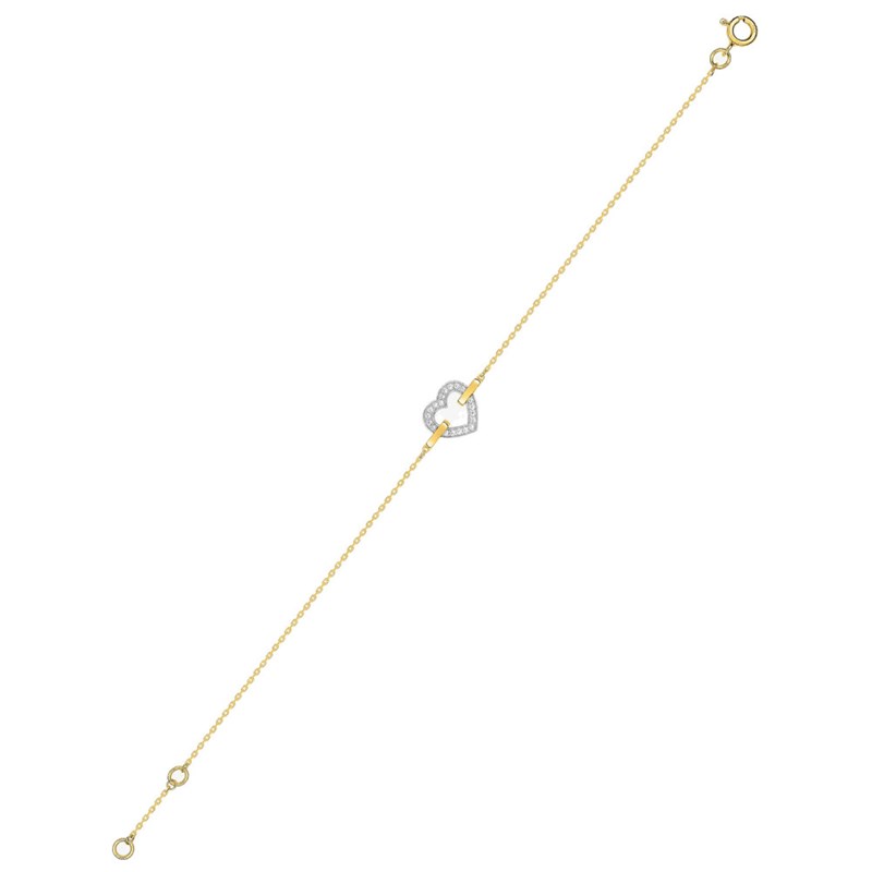 Bracelet Femme - Oxyde de zirconium - Or 18 Carats - Longueur : 18 cm