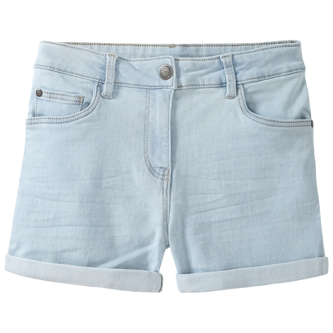 Famy 3 Mädchen Jeansshorts im Five-Pocket-Style dunkelblau / blau / hellblau