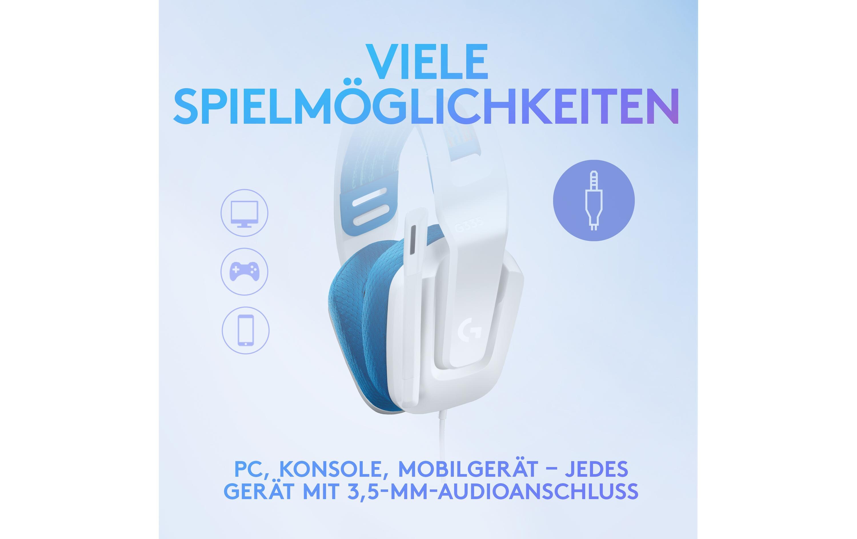Headset G335 Gaming WeissKomfortables Gaming-Headset für PC und Spielkonsolen