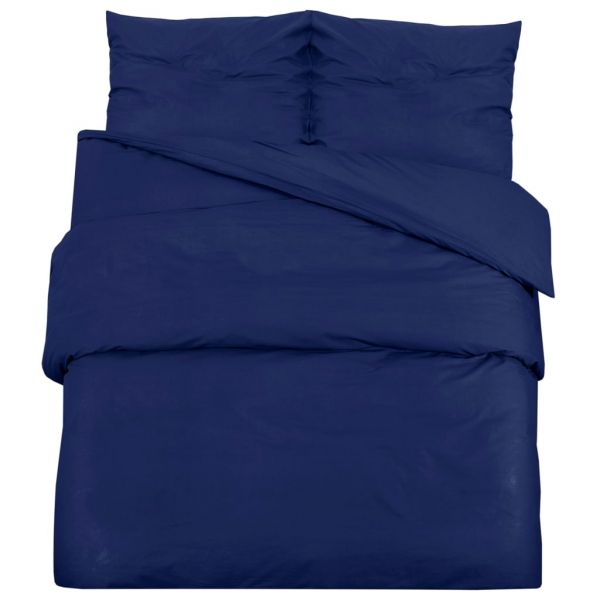 vidaXL Conjunto Capa de Edredão 140x200 cm Algodão Azul Marinho - 2144112892
