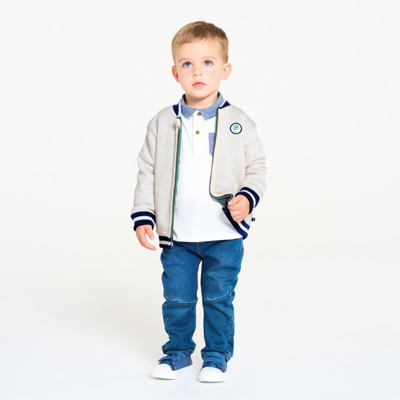 Gilet zippé maille réversible vert bébé garçon Vert