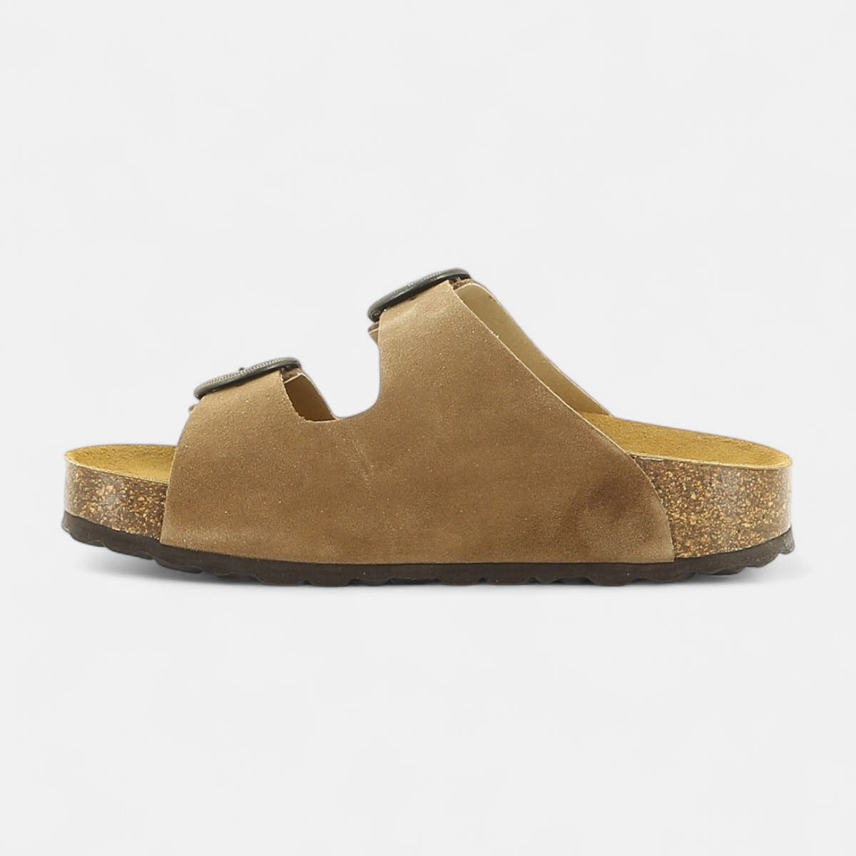 Mules semelle liège Femme en cuir marron