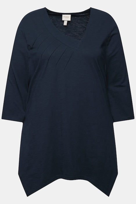Shirt, A-Linie, V-Ausschnitt, 3/4-Arm, Biobaumwolle