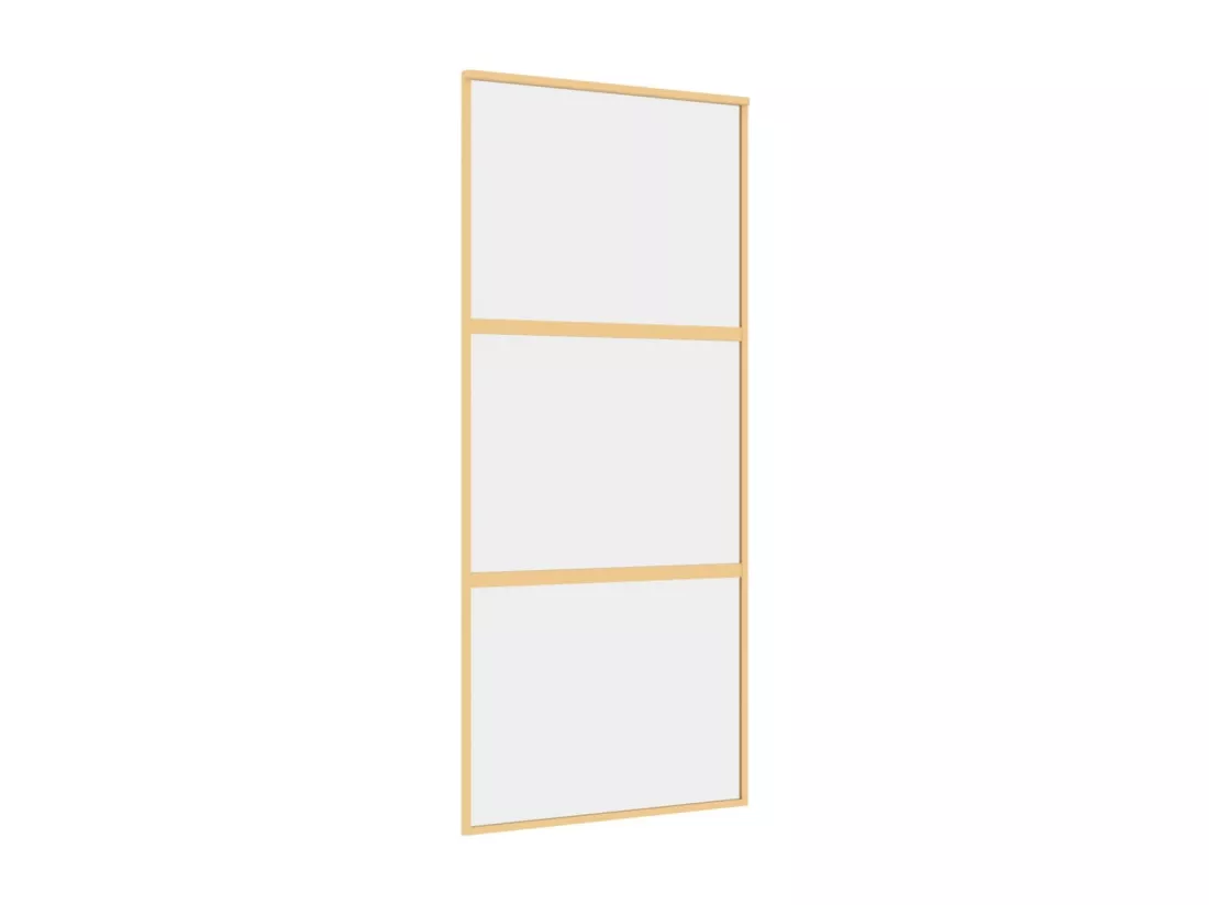 Porte coulissante doré 90x205 cm verre ESG clair et aluminium