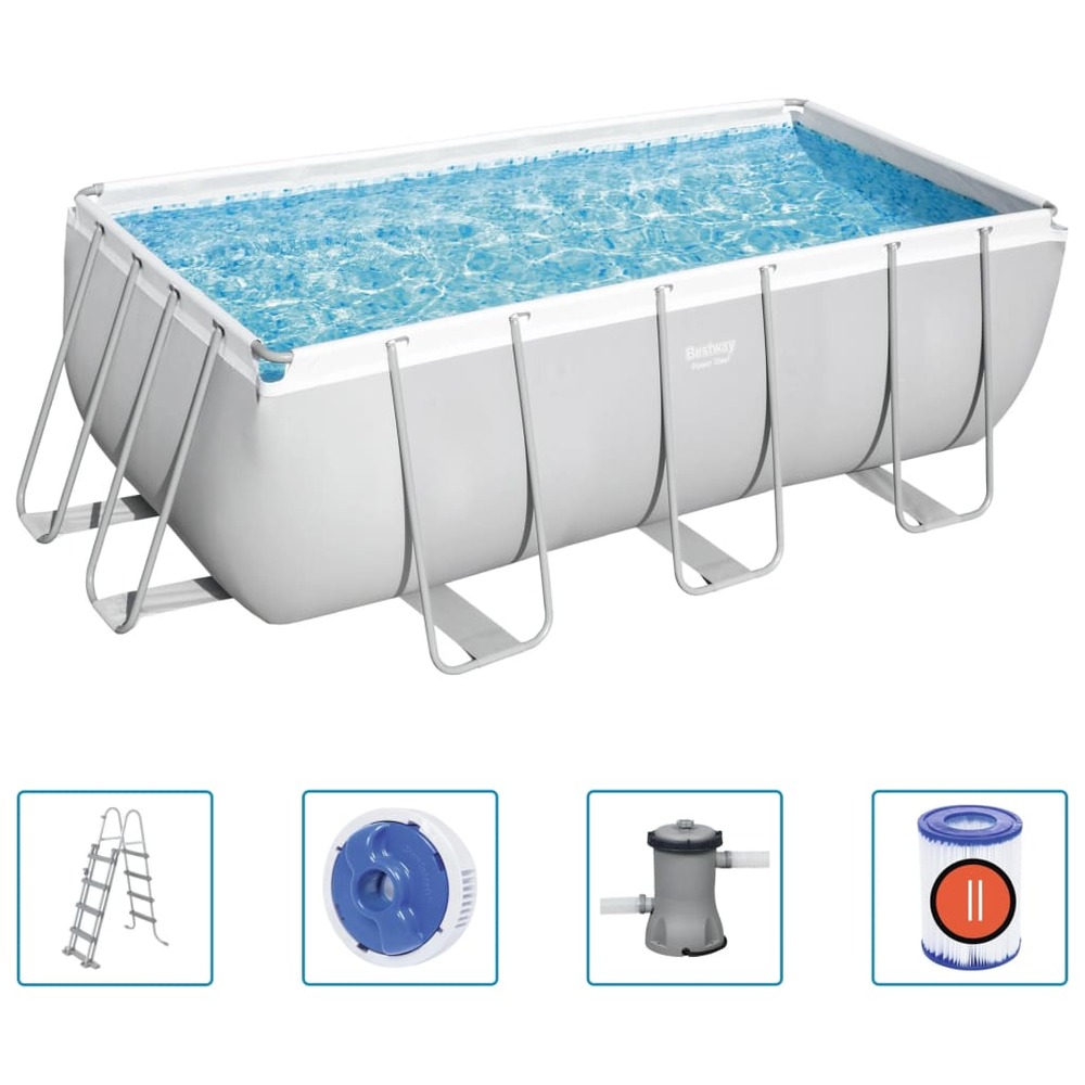 Ensemble de piscine en acier rectangulaire 412x201x122 cm