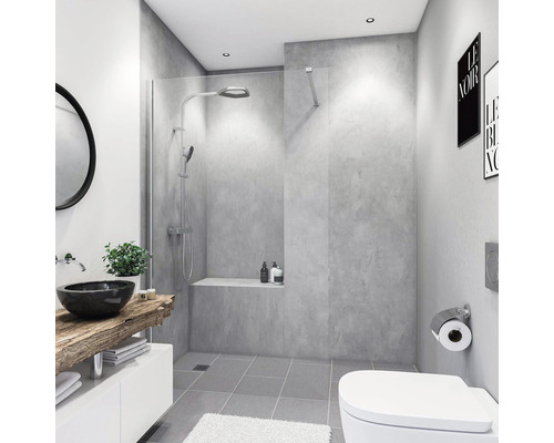 Doucheachterwand BREUER decor betonlook grijs 100 x 255 cm