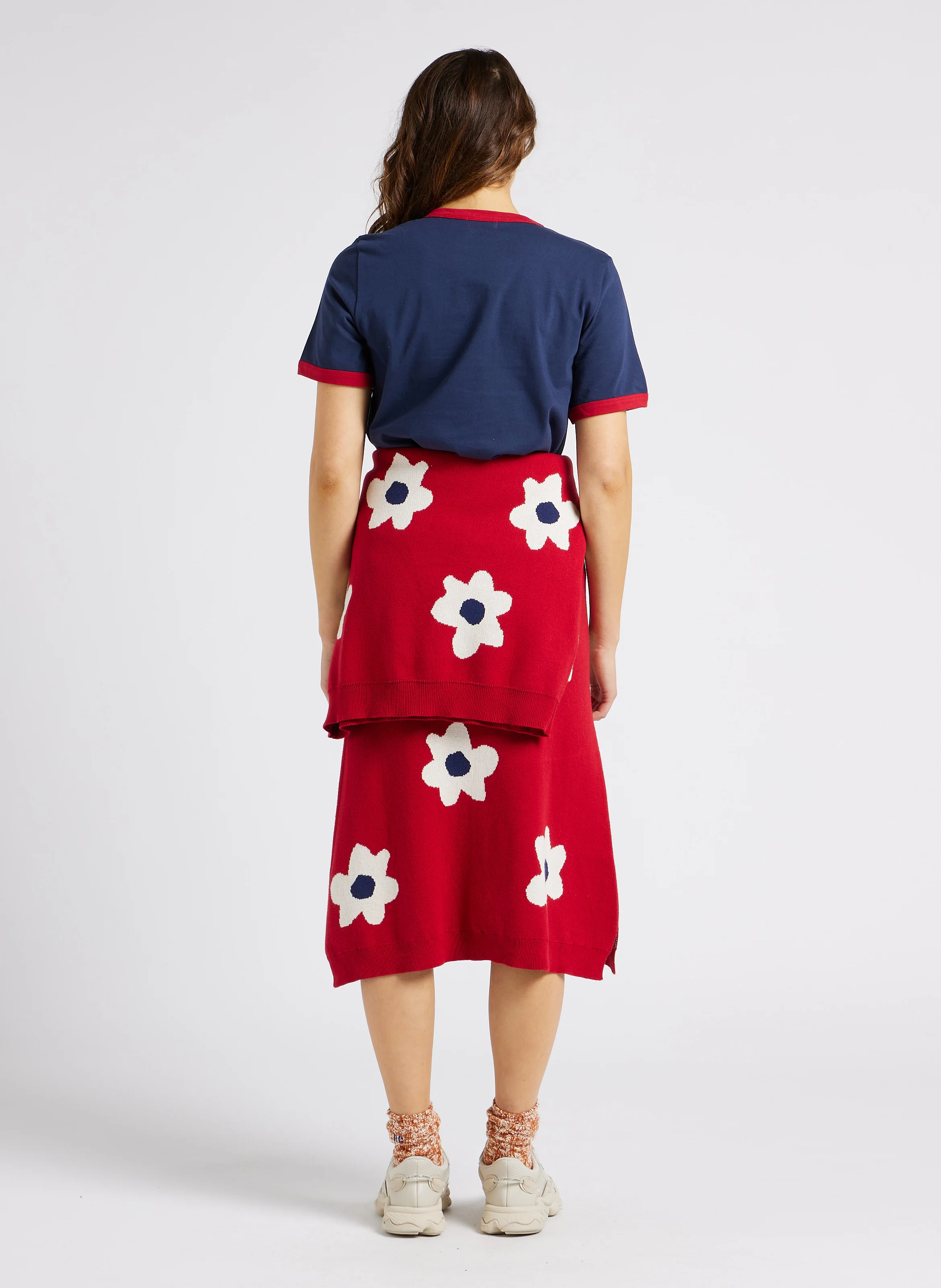 Tee-shirt col rond imprimé en coton bio| Bleu