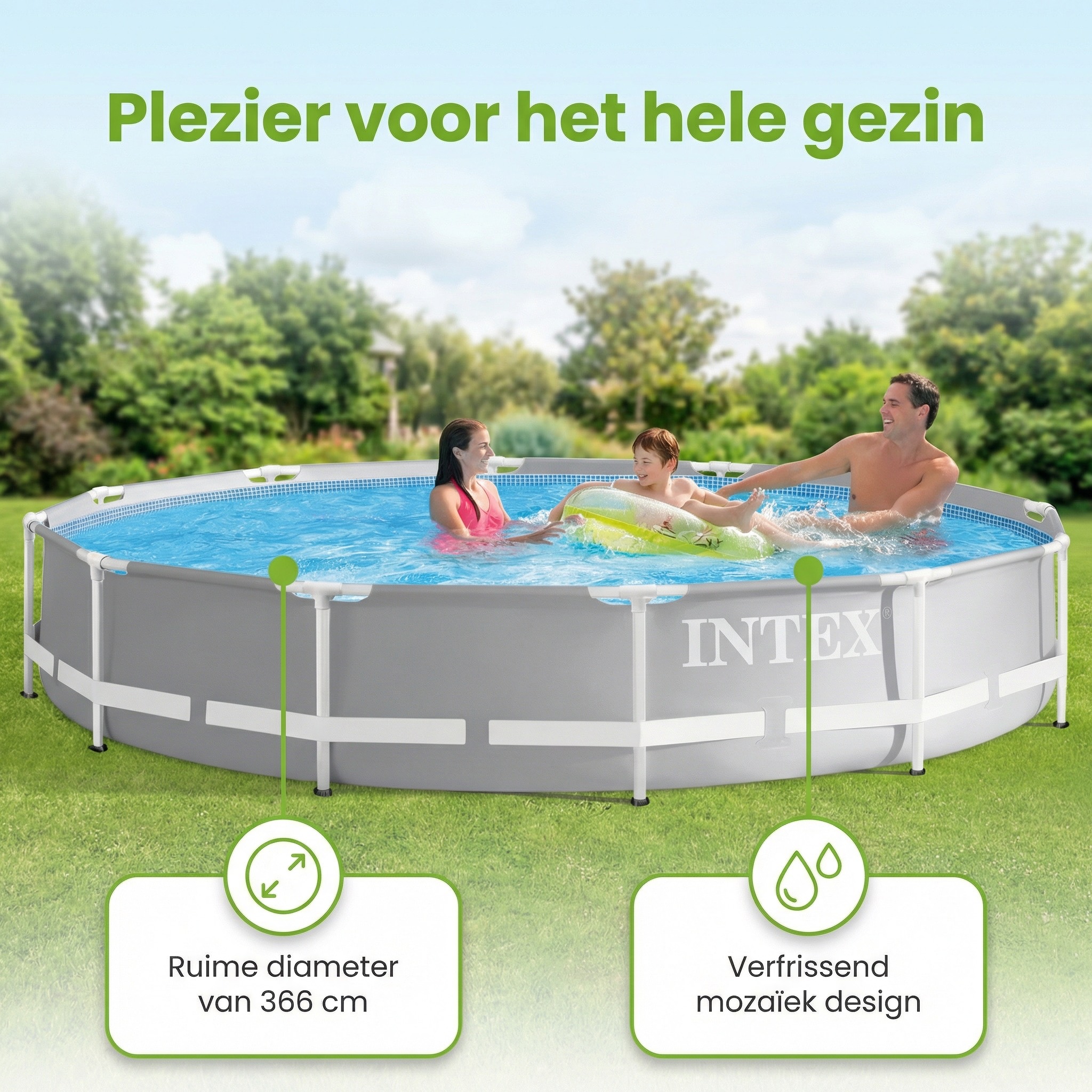 Intex prism frame 366x76cm zwembad – 3-delig