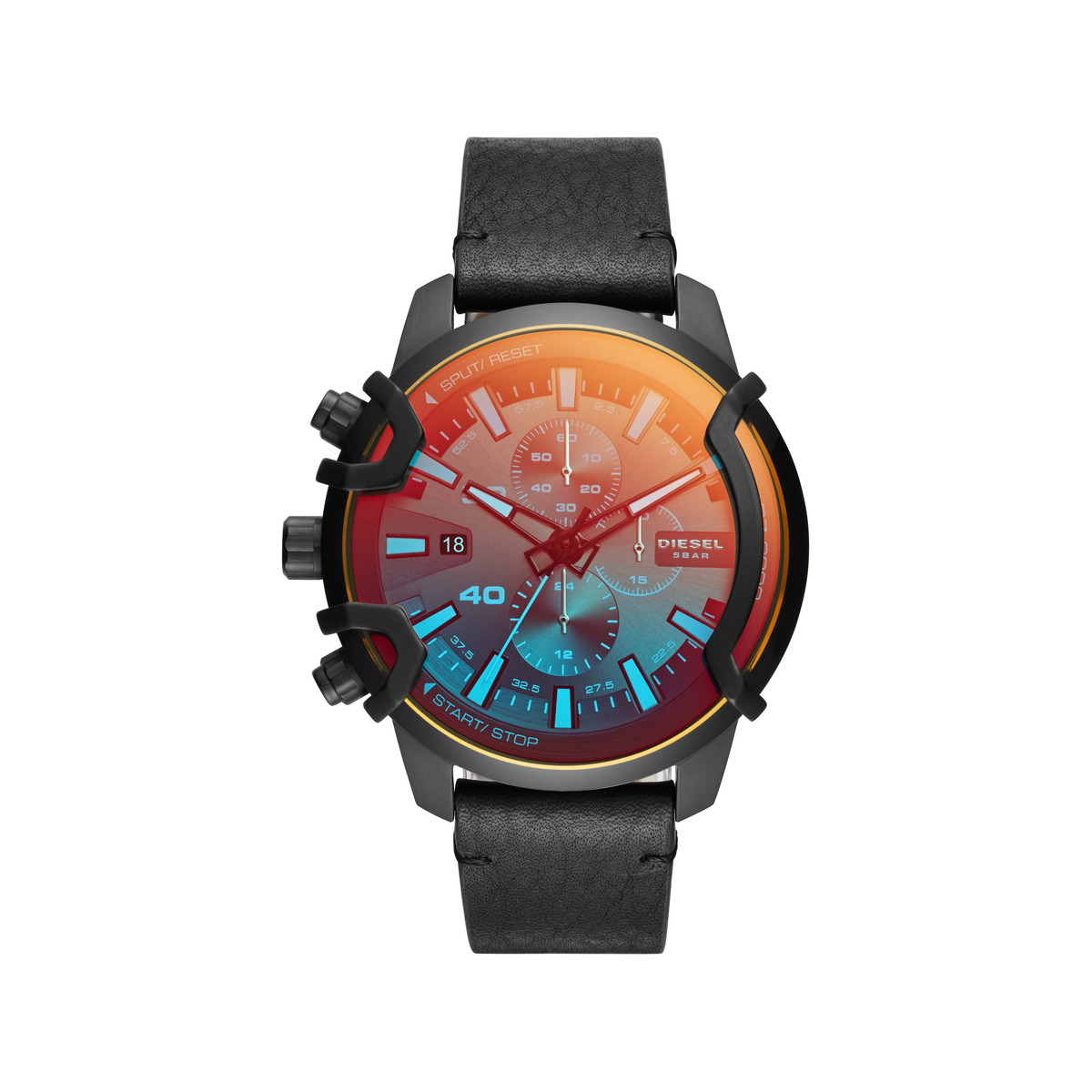 Montre Diesel homme chronographe acier cuir noir