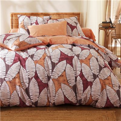 Linge de lit feuilles de palme stylisées
