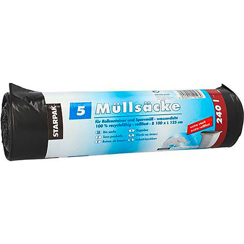 Sac poubelle HDPE, 240 litres, noir