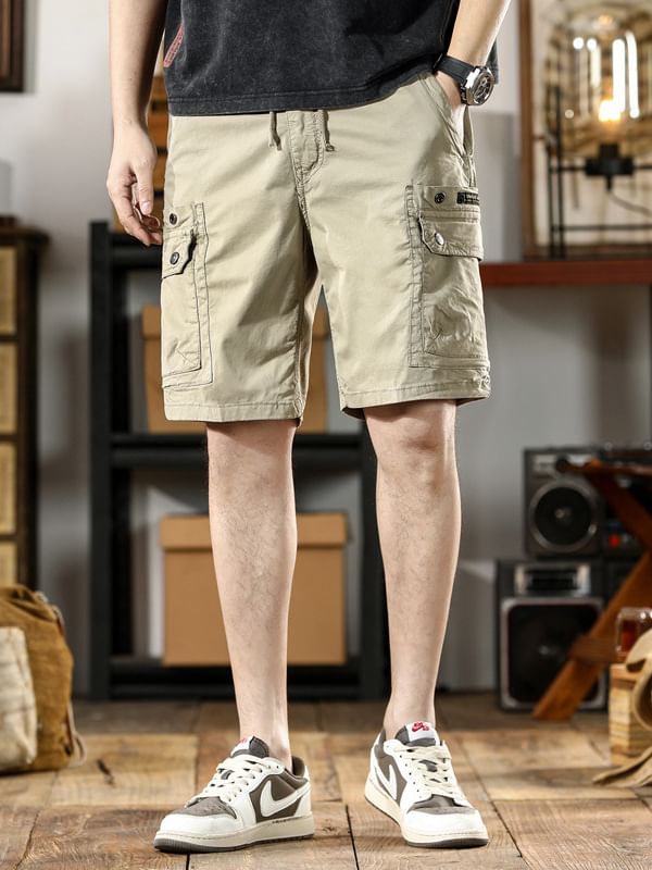 Denimic - Mid Rise Plain Cargo Shorts