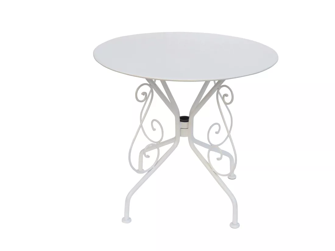 Table de jardin D.80 cm en métal façon fer forgé - Blanc - GUERMANTES de MYLIA