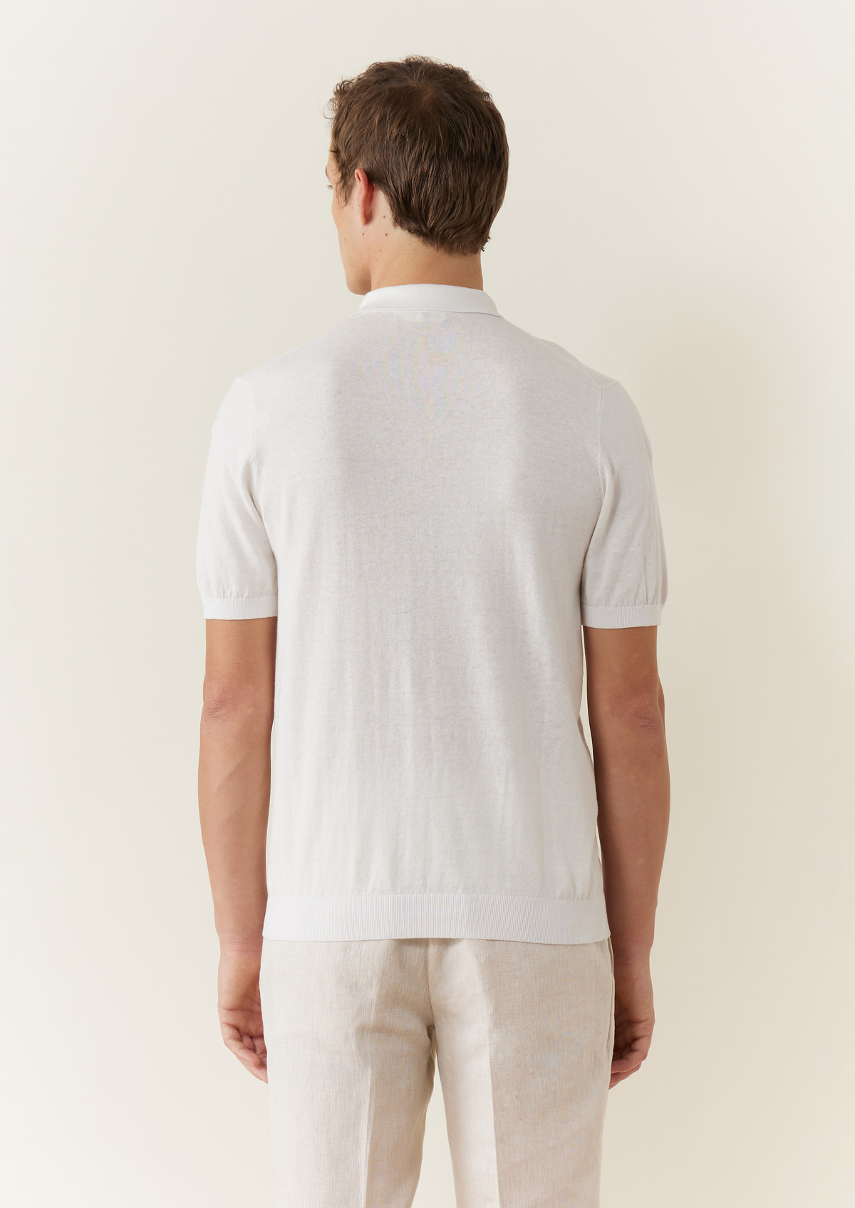 Polo manches courtes Slim en maille unie écrue