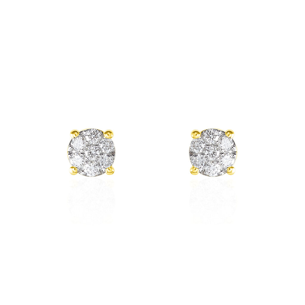 Boucles D'oreilles Puces Charlene Or Jaune Diamant Synthetique