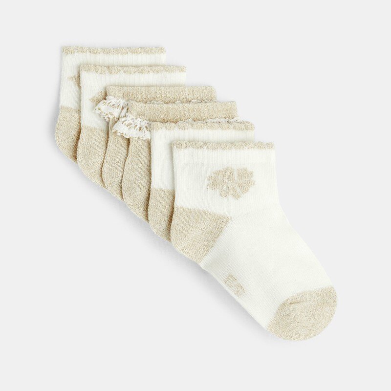 Chaussettes brillantes beige bébé fille (lot de 3) Jaune