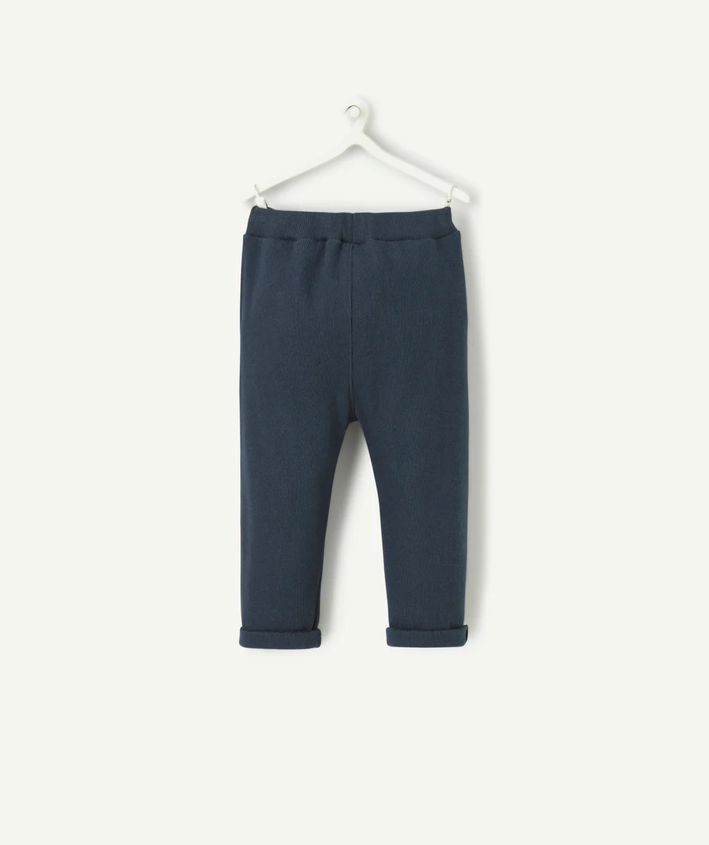 PANTALON SAROUEL BÉBÉ GARÇON BLEU MARINE CÔTELÉ