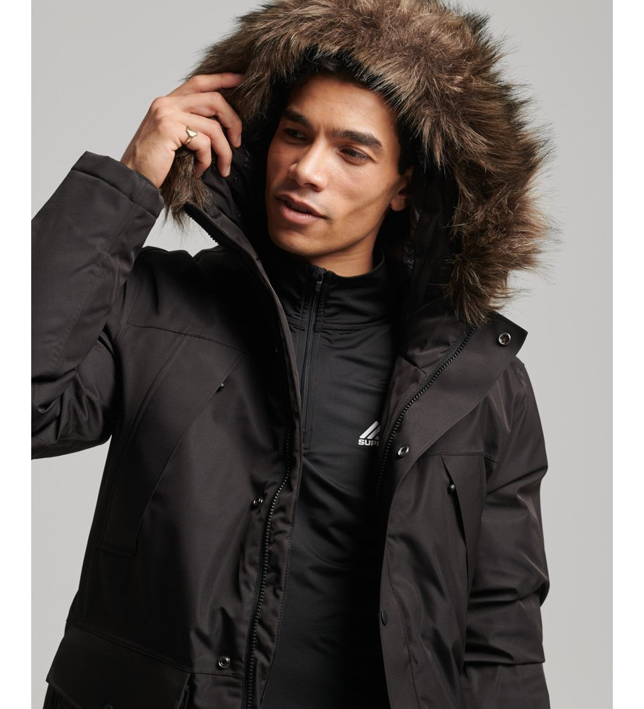 Casaco parka de penas Superdry Everest para neve, preto