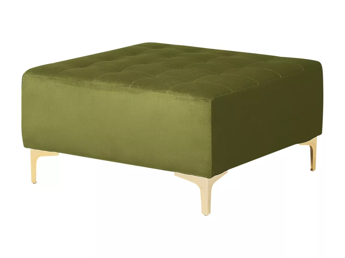 Canapé modulable 6 places en forme de U velours vert avec ottoman ABERDEEN