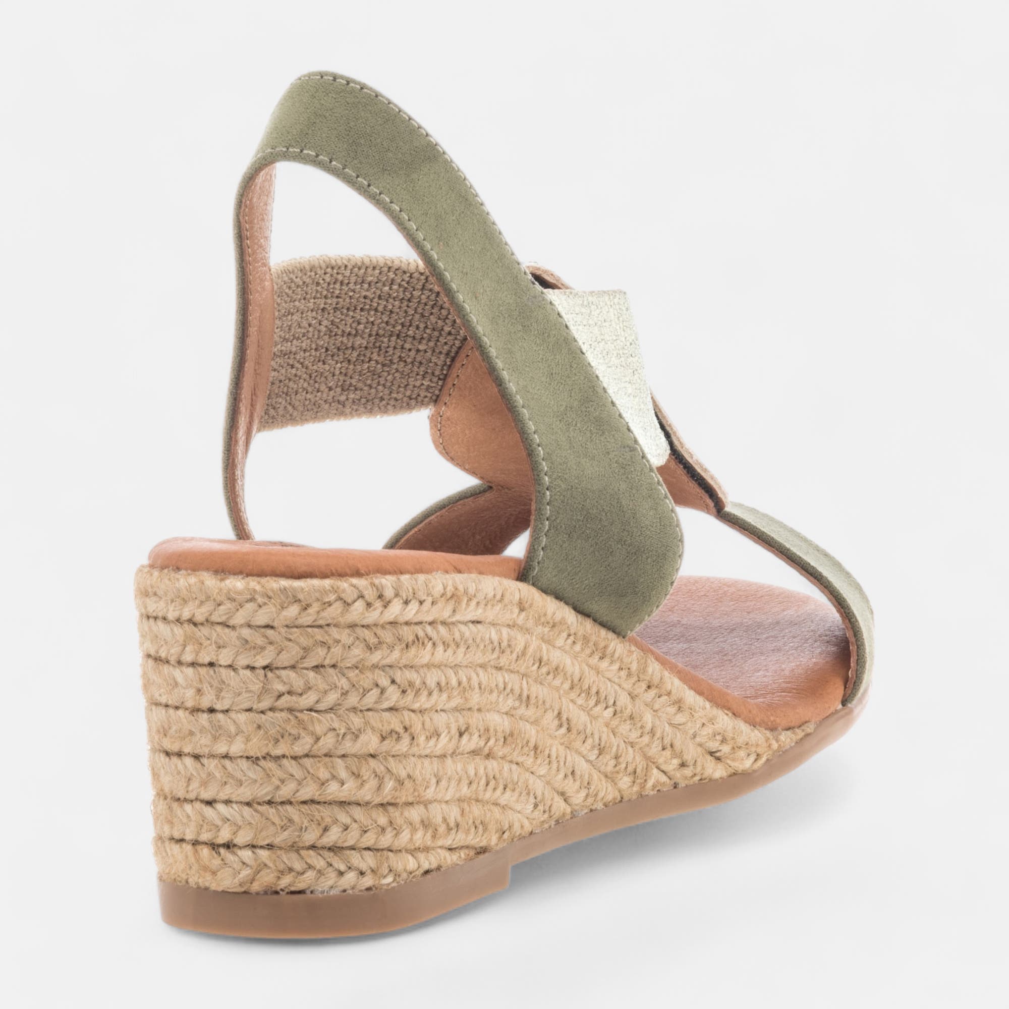Espadrilles à talon compensé Femme kaki