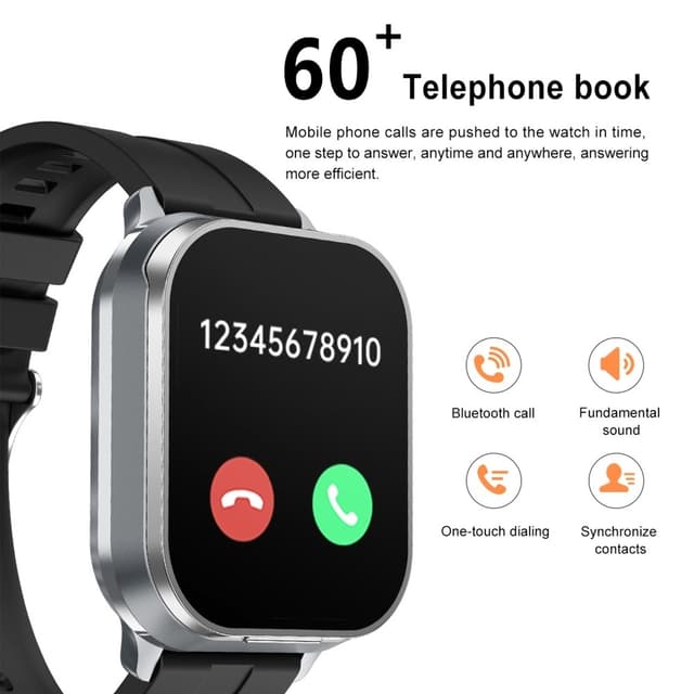 D8 Pro 2-i-1 Bluetooth-hovedtelefoner & Smart Watch Health Monitoring Silikonestrop