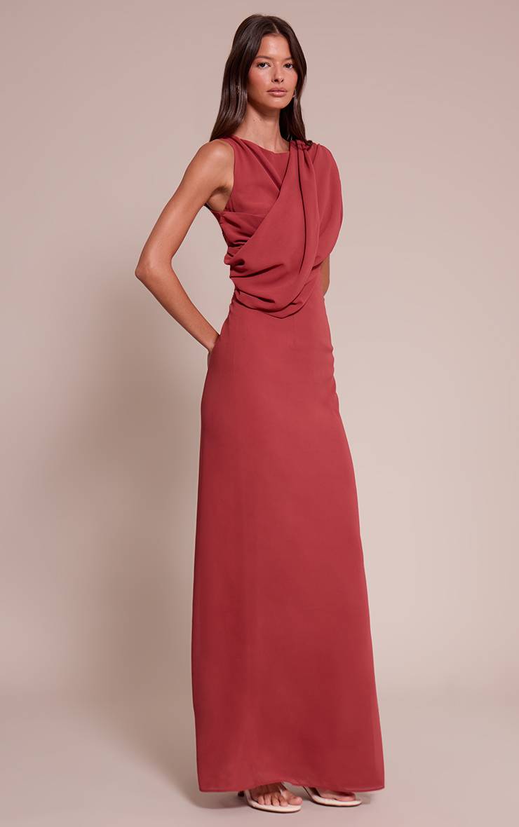 Rose Pâle Robe Longue Cache-cœur En Mousseline De Soie