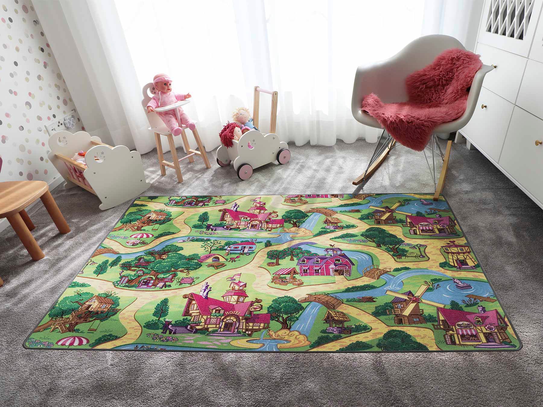 Primaflor-Ideen in Textil Kinderteppich »Spielteppich CANDY TOWN« rechteckig 6,5 mm Höhe Kurzflor, Strassen-Spiel-Teppich, Kinderzimmer