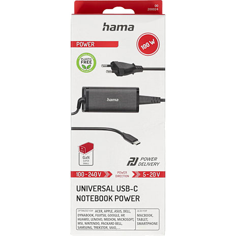 Hama USB-C universal strømforsyning 100W- 1,2 meter